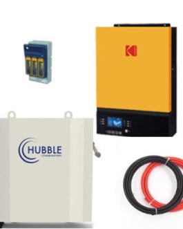 5KW OFFGRID SOLAR SYSTEM: Kodak Solar Off-Grid Inverter VMIII 5kW 48V,10 x Jinergy 370W 120C Mono Solar Panel and 1 x 5.5Kw Hubble AM2 Lithium Battery, Raspberry Pi ICM Software Monotoring Installed